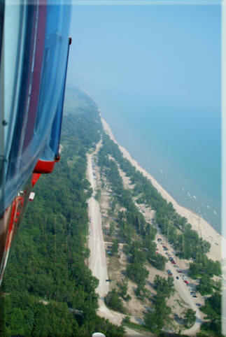 Aerial Photograph of Long Point Beach, near the Provincial Park, Norfolk County on Lake Erie, Ontario