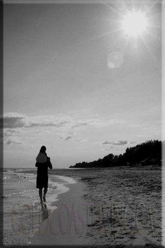 Photograph of walk along Long Point Beach, beach access from side road, Norfolk County on Lake Erie, Ontario