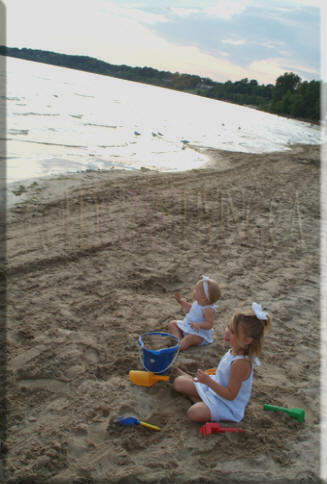 Photograph of children at Port Dover beach, Norfolk County on Lake Erie, Ontario