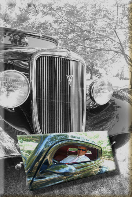 John V's 1934 Ford 3 window coupe, front grill, hot car on the goldcoast, norfolk county on lake erie, near Port Dover, Turkey Point and Long Point Ontario