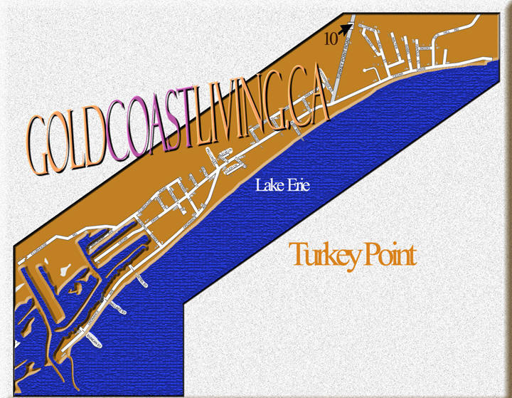 map of Turkey Point Beach Ontario, Lake Erie in Norfolk County